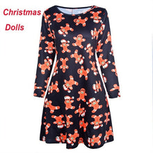 Load image into Gallery viewer, Women Christmas Dresses Plus Size S-5XL Long Sleeve O-Neck Loose  Print Casual A-line Dress New Year Xmas Party Dress Vestidos